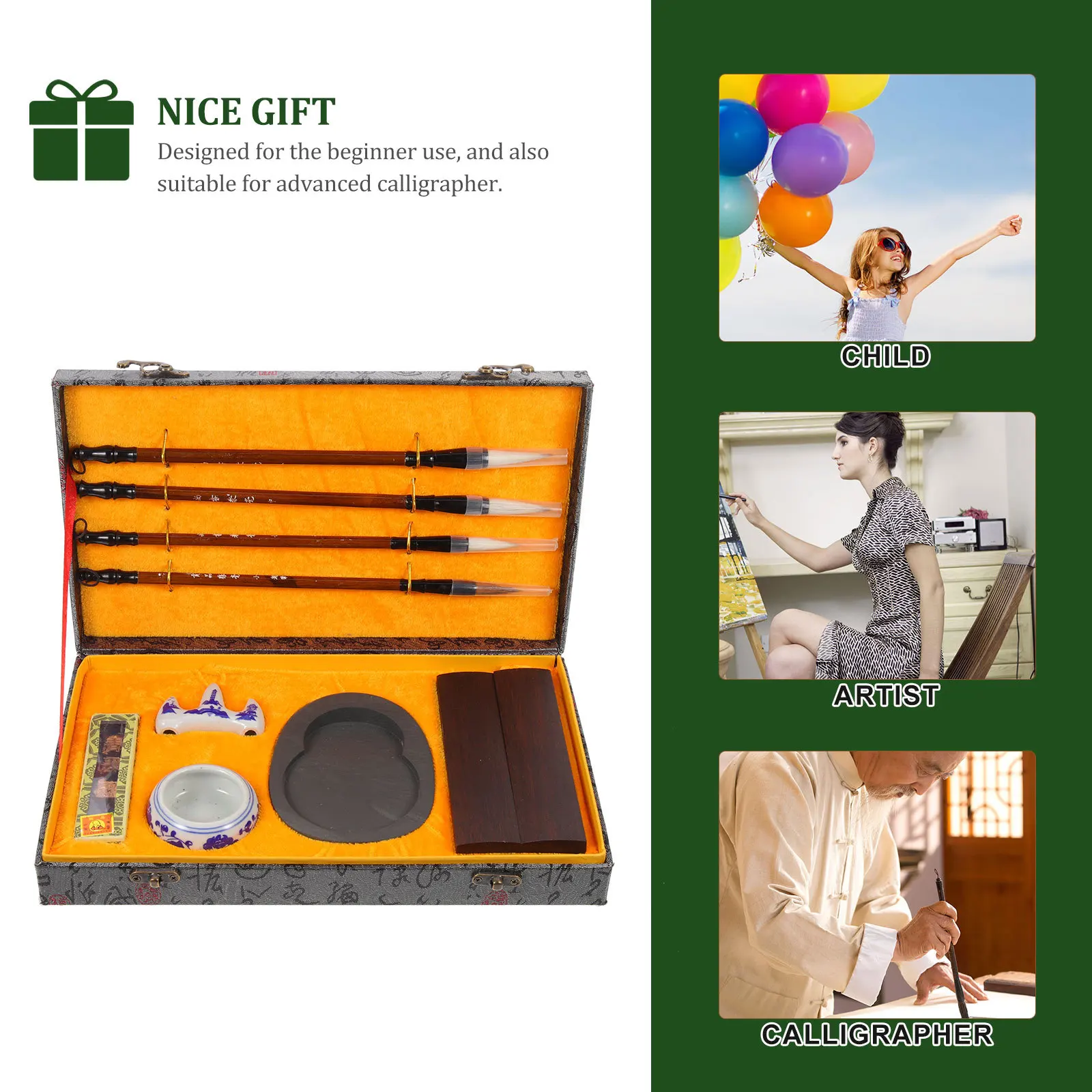 1 مجموعة 1 مجموعة فرشاة الكتابة المحمولة مجموعة الحبر حجر عصا لممارسة الخط لوازم الكتابة الصينية طالب القرطاسية الفن #1