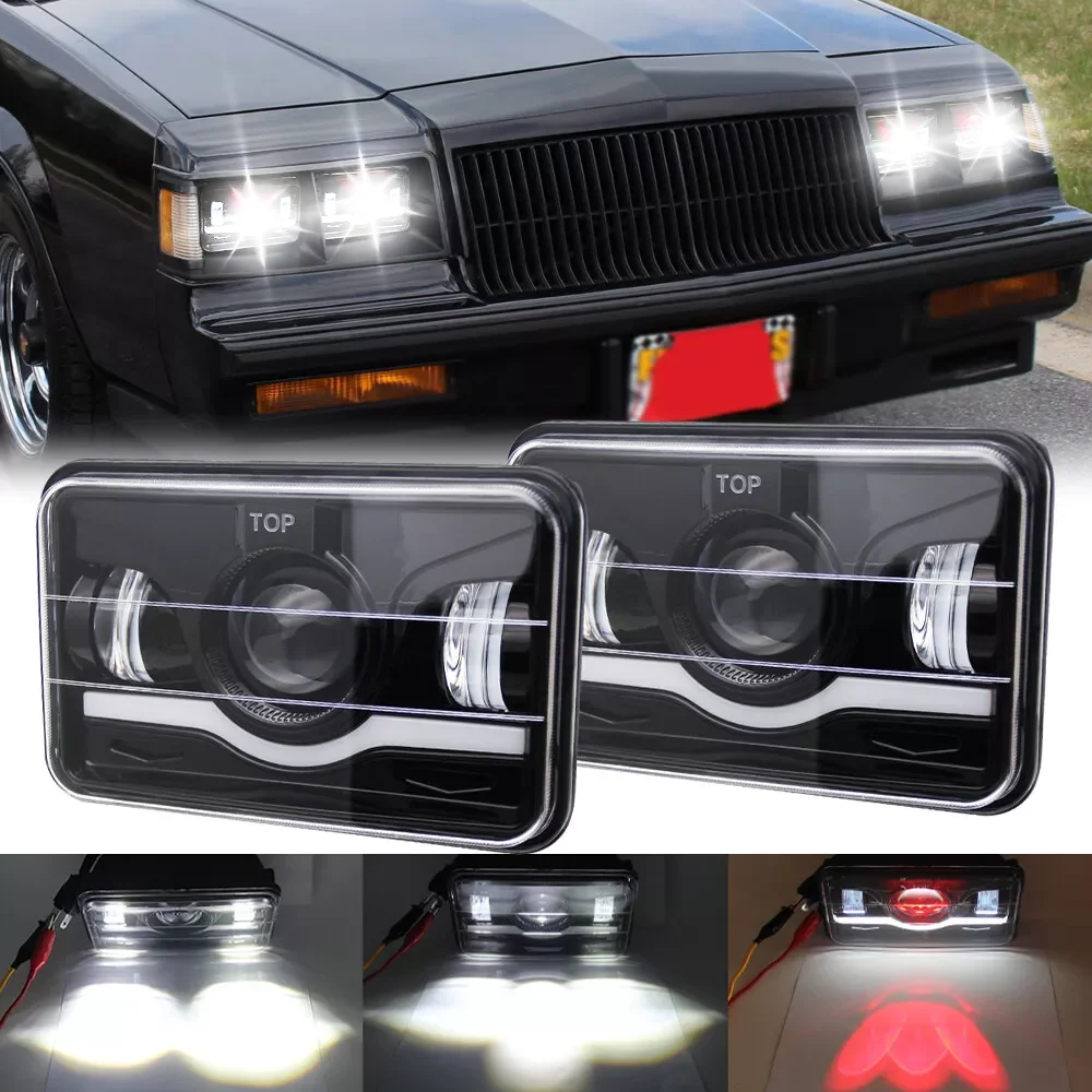

ACTVTCA 4x6 inch LED Headlights H4 Led Work Light Square Light Replacement for GMC Chevrolet Car Jeep Motorcycle Truck Headlamp
