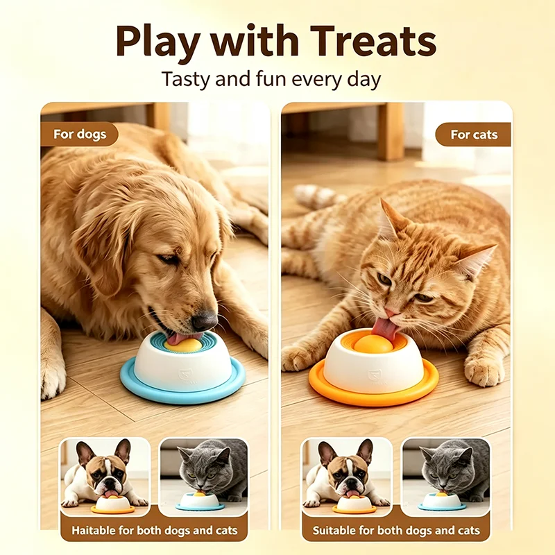 Pet Lick Mat Yogurt Licking Plate Slow Feeder for Dogs Cats Interactive Snack Bowl Promotes Dental Health Pet Feeding Accessory