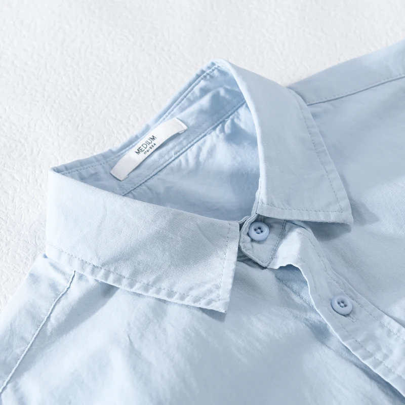 

Breathable Pure Cotton Mens Shirt Long-Sleeve Loose Fit Minimalist Style Youth Basic Top 6 Color Available M-3XL Fast Shipping