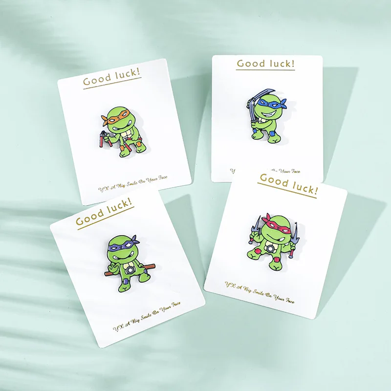 4 Types Teenage Mutant Ninja Turtles Brooch Cartoon Anime Badge Student Clothes Decoration Animal Creative Personalized Gifts