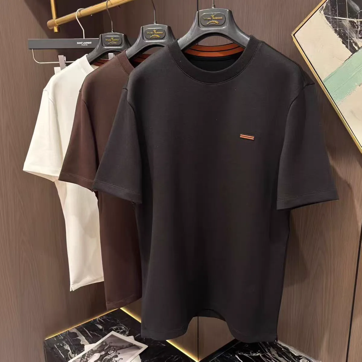 

Мужская футболка MHTO Thi ort Sve round Ne, модный горизонтальный повседневный топ цвета Bae на осень 2023 г.