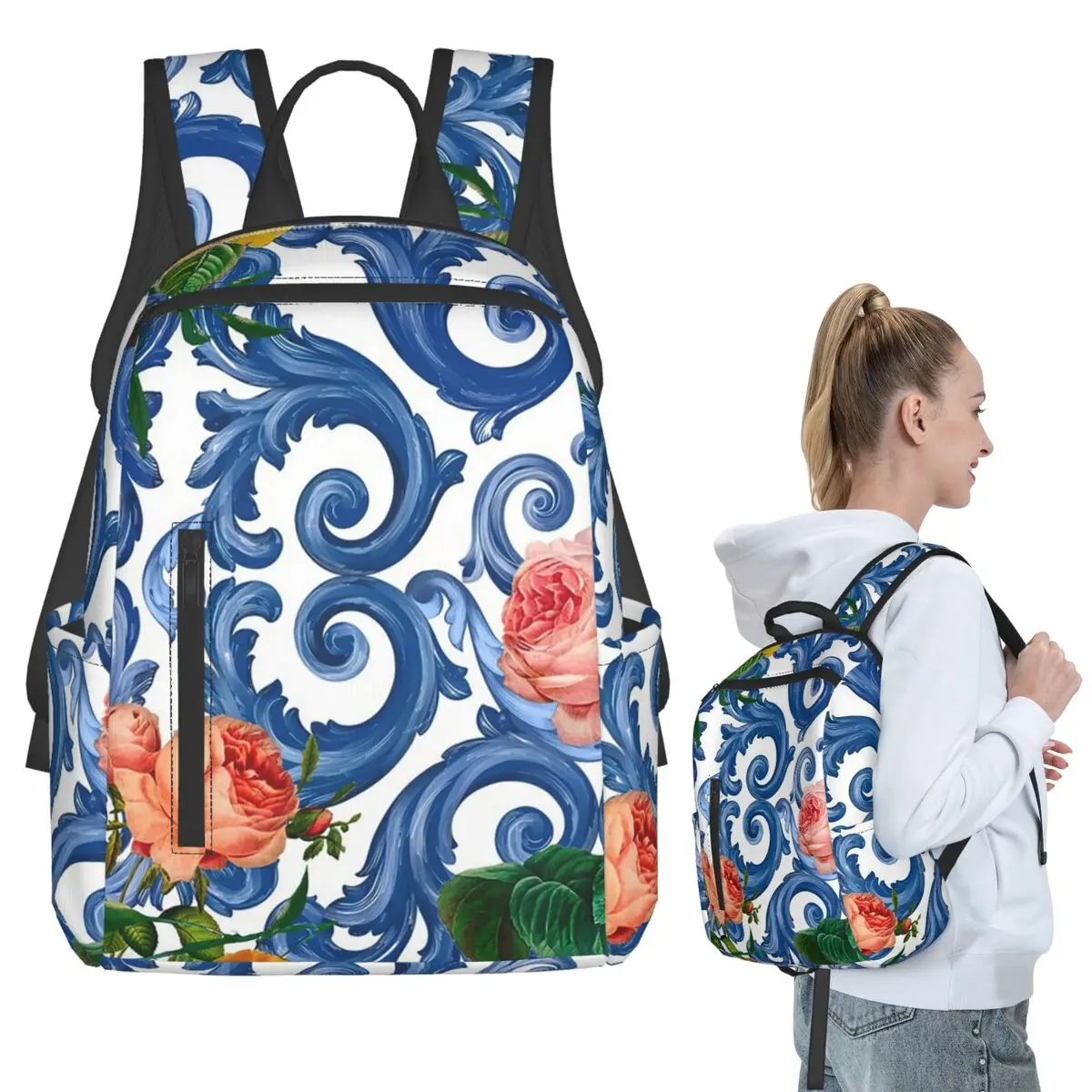 

Baroque,Baroque Leaf,mediterranean,lemons Backpack Student BookBag Children School Bag Laptop Shoulder Bags Boys Girls