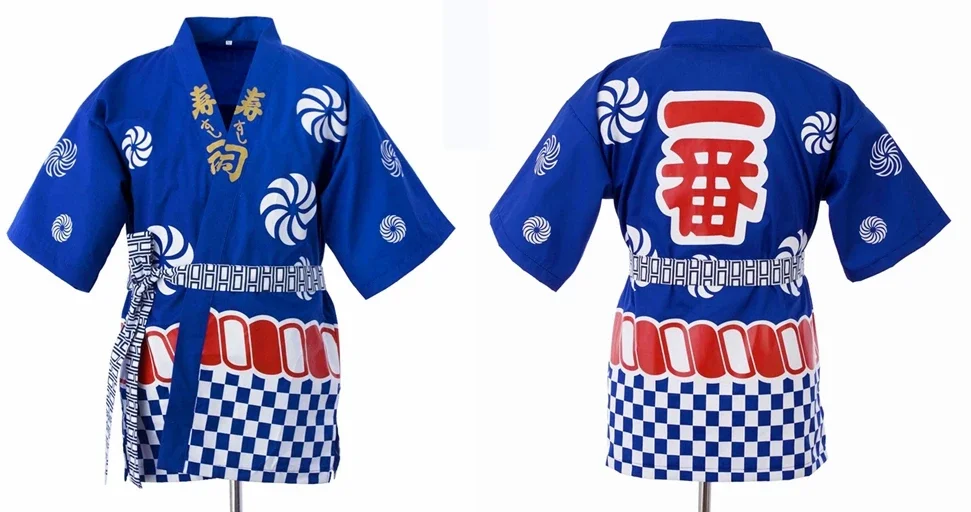 Uniforme de chef japonés, chaqueta de cocina, camisa de camarero de restaurante de cocina japonesa y coreana, uniforme de cocina de media manga, top Unisex