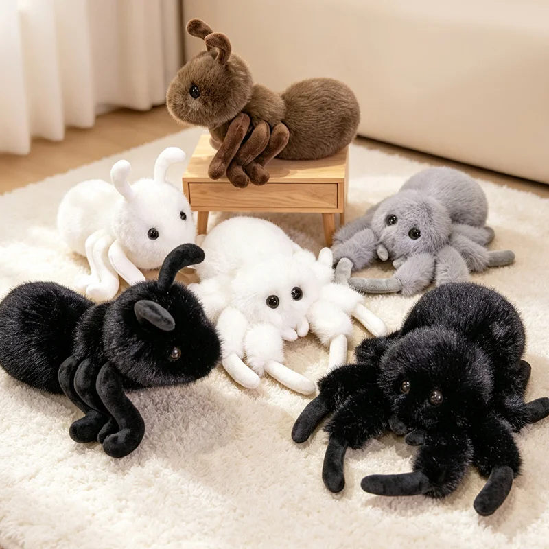 Simulation Black Spider Toy Jumping Spider Doll Ant Plush Crawling Pet Insect Decor Cute Reptile Plush Toy for Insect Enthusiast