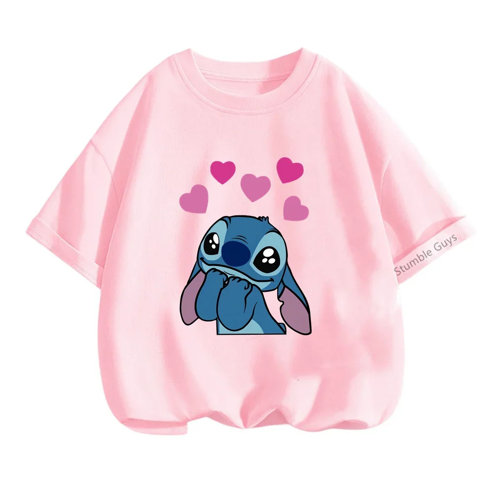 

Children Girls Cartoon T-shirt Stitch Pattern Boys' Cute Short sleeved Summer Kid Soft Clothing T shirts Casual Sports Shirt Top