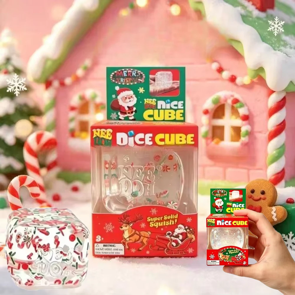 Weihnachtsthemen-Schylling NeeDoh Nice Cube Squishy Fidget Toy Weiches Dehnbares Squeeze-Spielzeug zur Angstlinderung ADHS Weihnachtsgeschenk