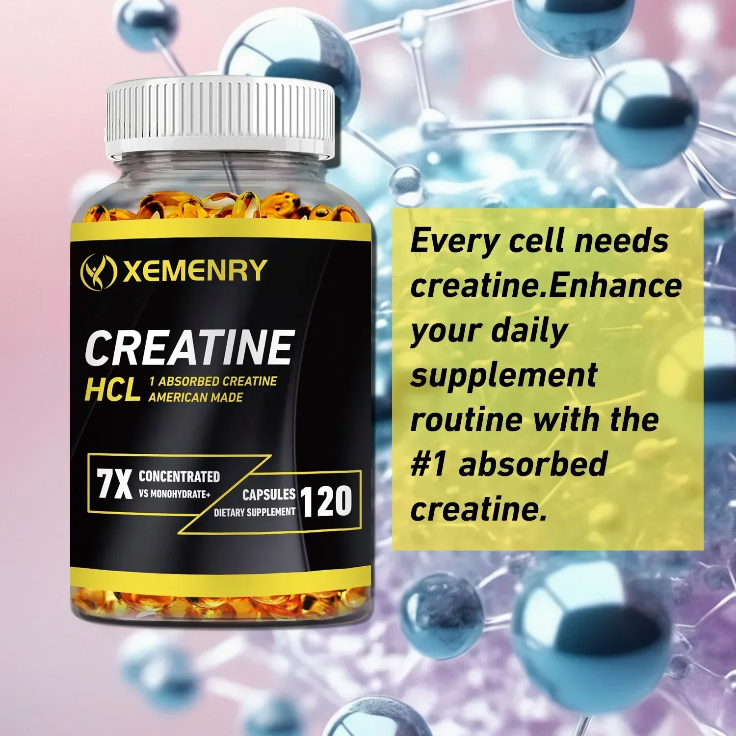 Creatine HCl - Boost Muscle Strength and Energy Support Muscle Growth, Endurance, Enhances Immunity