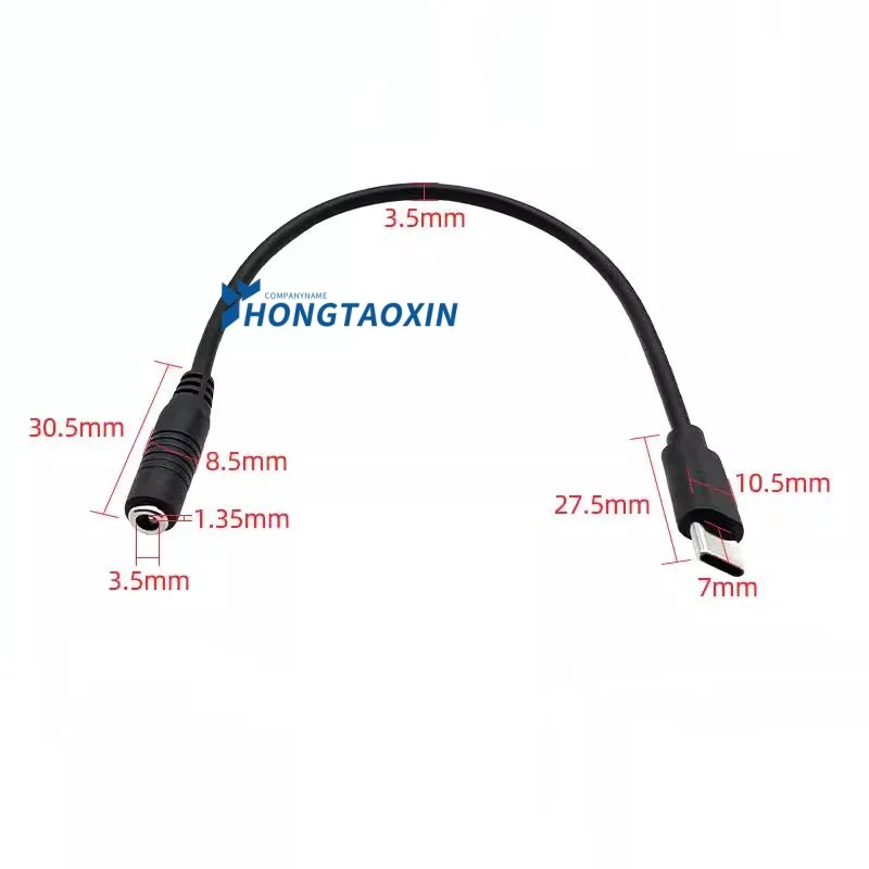 Universal type-c to DC 3.5*1.35mm mobile phone charging cable Type to 3.5*1.35mm plug and socket connection cable 36W 22cm