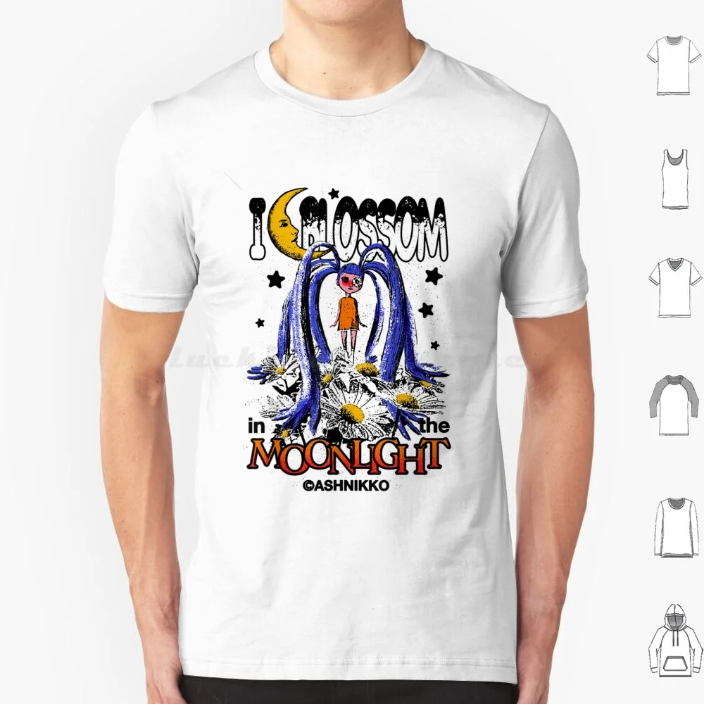 Anime Bunny-Lover-I Blossom In The Moonlight T Shirt Big Size 100% Cotton Lover Cool Cute Deal With It Teddy Bear I Blossom
