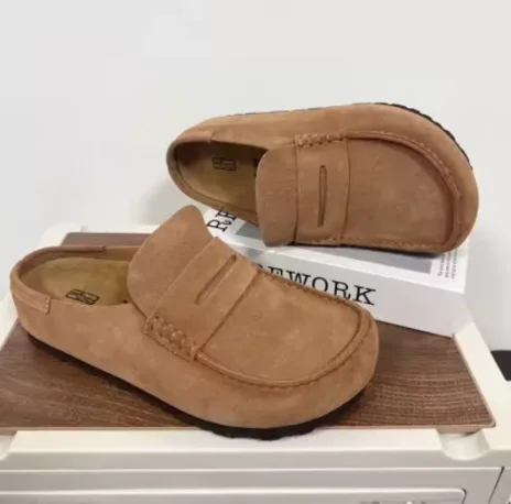 Retro Neapolitaanse stijl suède schoenen voor heren en dames, veelzijdige casual instappers, platte, ademende schoenen met zachte zool, voor dagelijks gebruik.