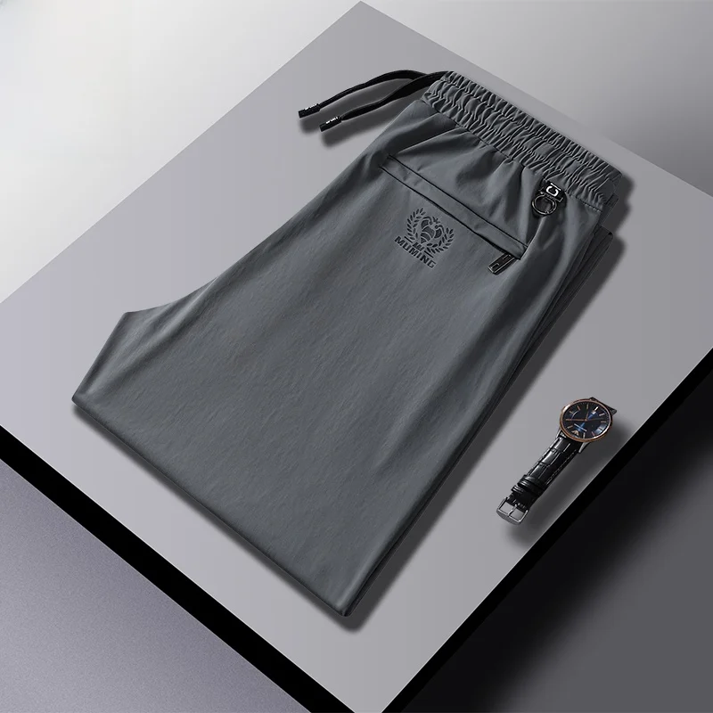 

Ice Silk Qui Dry Men's Summer Sport Pants Loose Smooth Straight Casual High Elastic Large Size Long Trousers Busin Casual