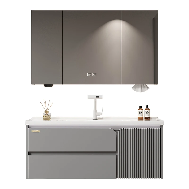 Light luxury bathroom cabinet ceramic integrated basin combination modern simple bathroom washbasin cabinet washbasin cabinet