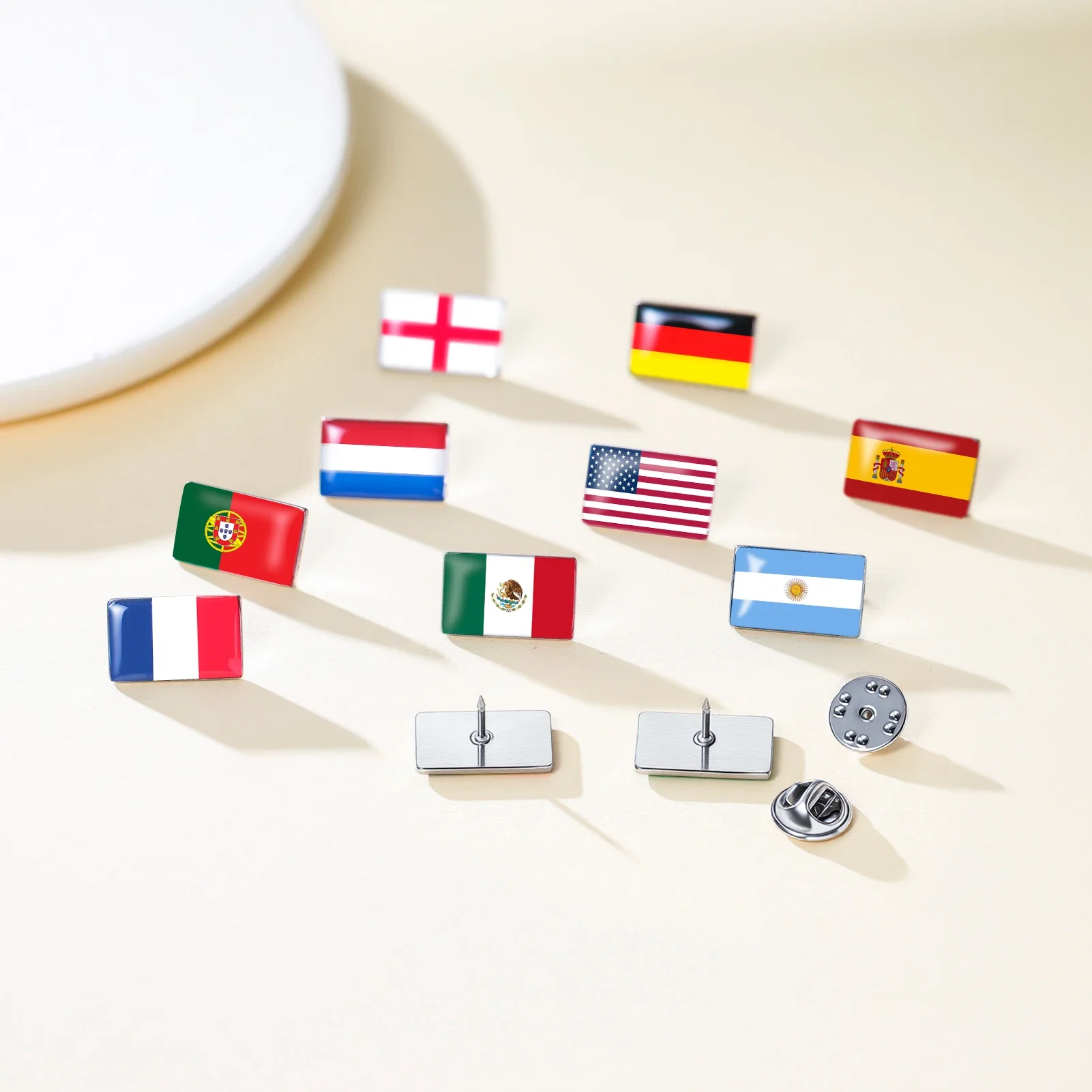 Cazador National Flag Brooch For Men Women Stainless Steel England USA Brazil Germany France Spain Badge Lapel Pins Accessories