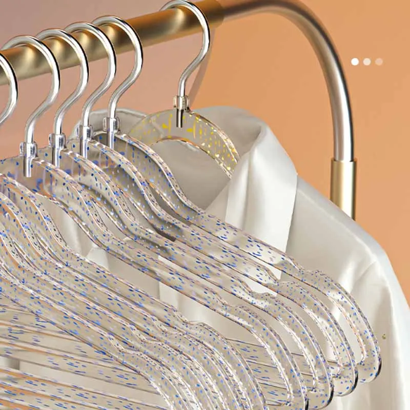 5pcs Clear Glitter Hanger Clothes Display Hanger Non Slip Sweater Jacket Hangers Fashion Dress Hanger Racks Wardrobe Organizer