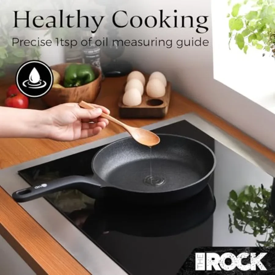 1TSP 13 قطعة مجموعة تجهيزات المطابخ أواني ومقالي غير لاصقة للطهي اليومي تقنية RockTec تمنع الالتصاق والتزييف متينة He #5