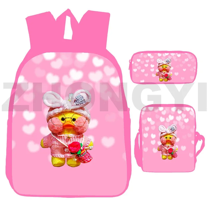 

Hot Sale Lalafanfan Duck 3D Backpacks Kawaii College Student Schoolbag Female Animal Duck Handbag 3 Pcs/Set Travel Daily Packbag