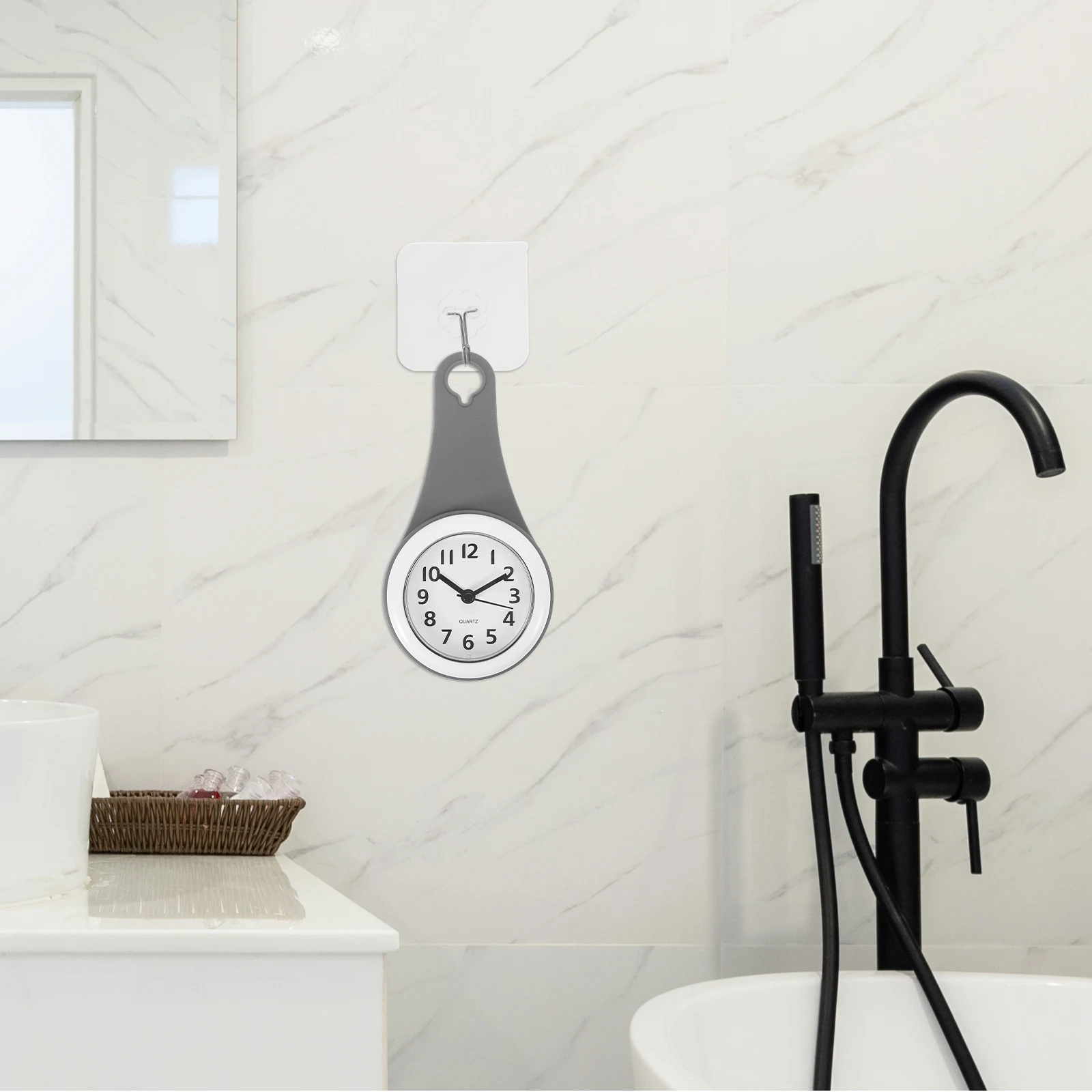 

1pc Waterproof Bathroom Wall Clock With Suction Cup Silent Modern Design For Shower Kitchen Moisture Resistant Alarm Clock For