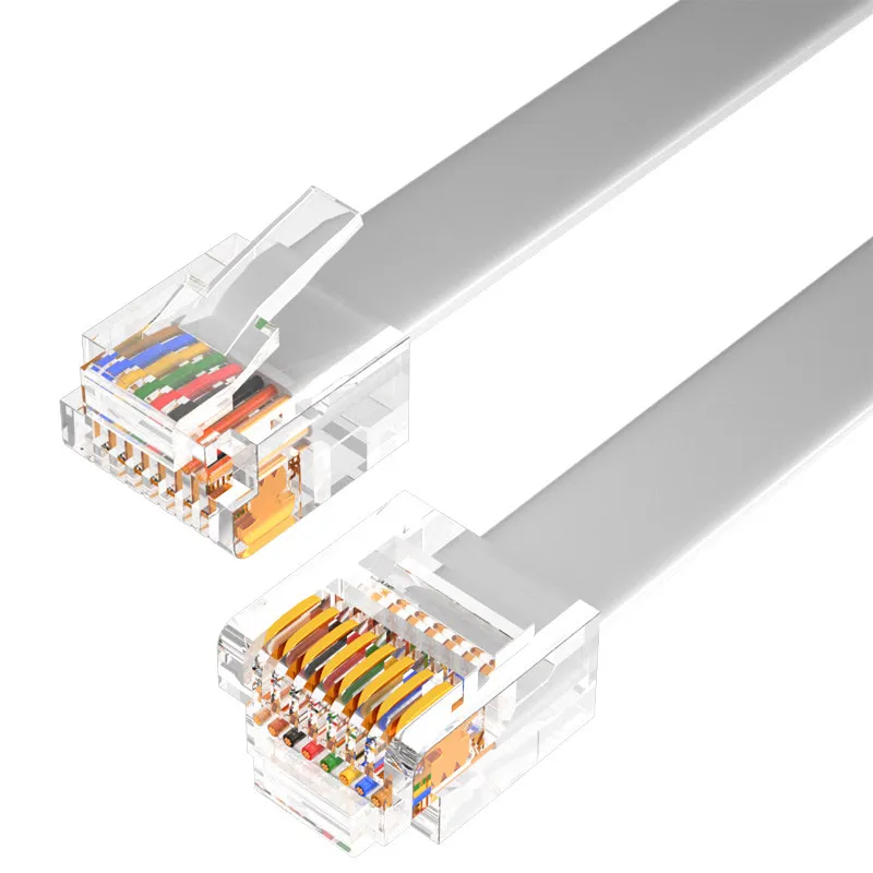 6P6C RJ11 Flat Data Cord 8P8C 4P4C Pure Copper 4/6/8 Core Multi Strand 485 Signal Cable PVC Telephone Line Customization