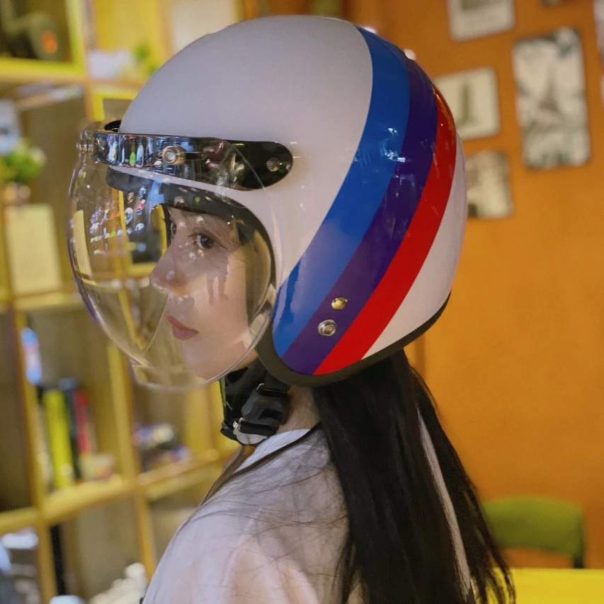 Direct 12k Carbon Fiber Retro Spoon Design Half Helmet Boxed for Motorcycle Locomotive Electric Car