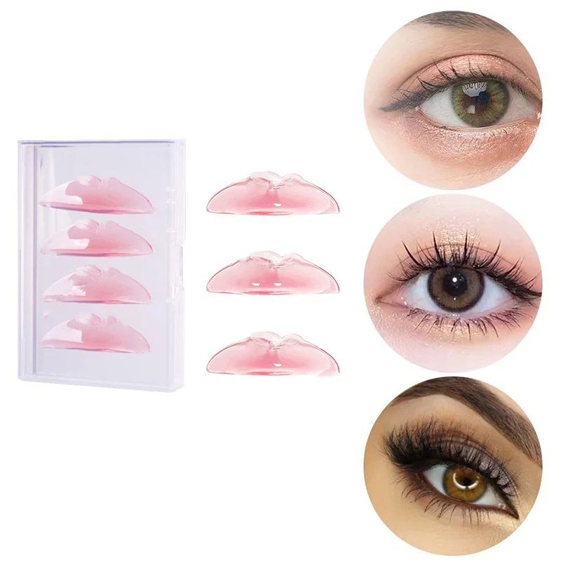 2Pairs Sweet Pink Eyelash Extension Silicone Pads Peach Shape Lash Lift Perm Pad Grafting Lashes Eyelash Curler Accessories