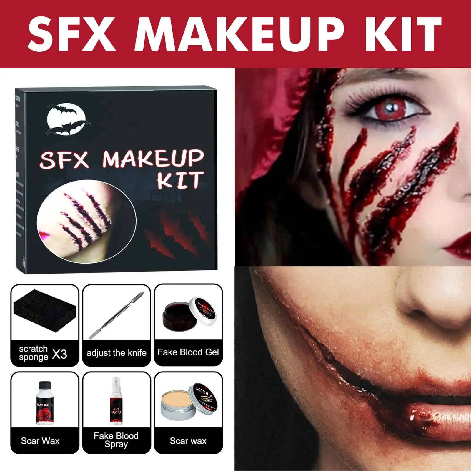 Scar Makeup Wax Kit - Special Effects Fake Wound, Easy Removal, High Simulation with Spatula for carnivals & Parties