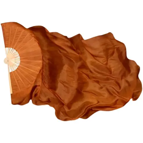 100% Silk Belly Dance Silk Veil Long Fan Hand Dye Women Church Praise Bellydance Competition Props Light Welight Flowy Costume