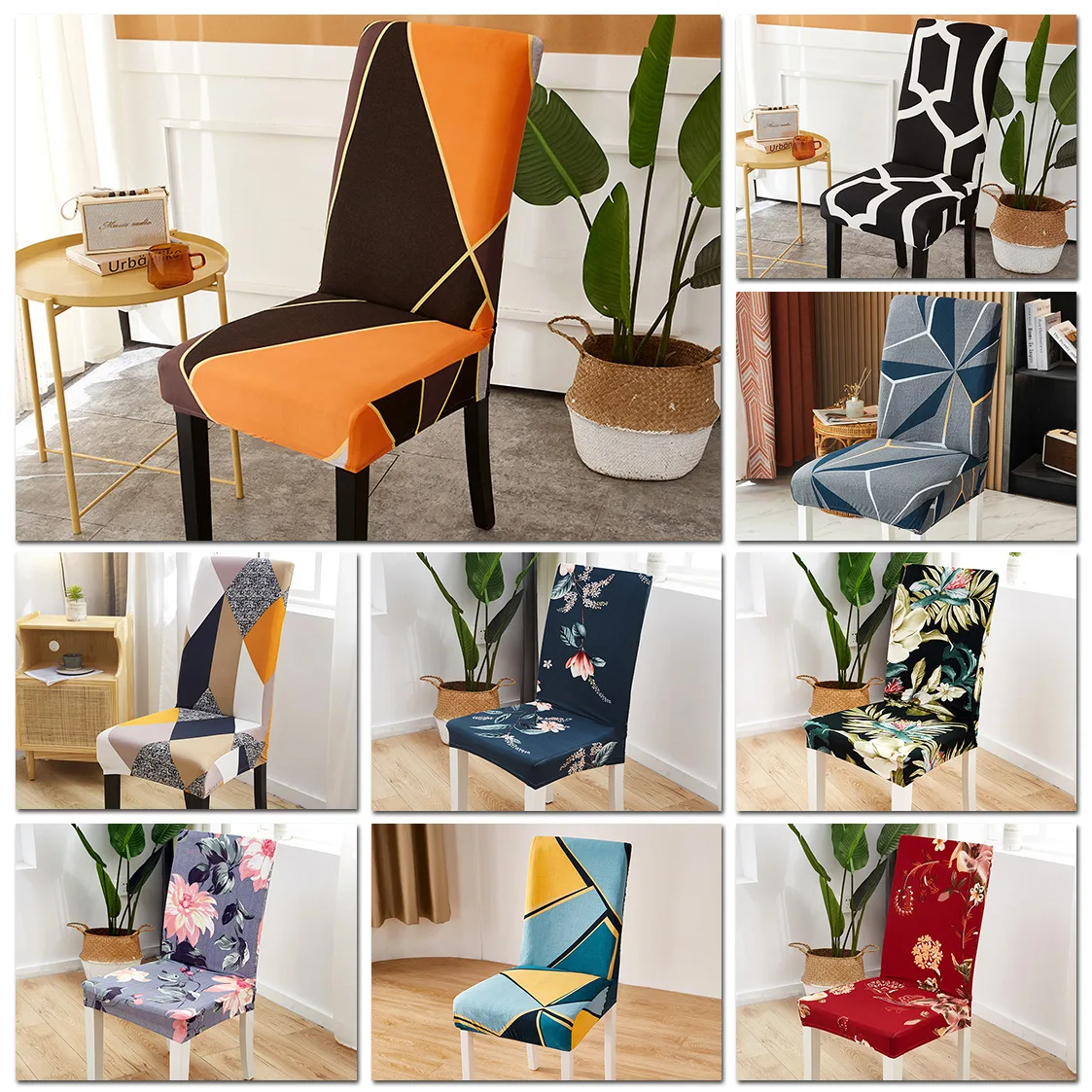 Chair cover dustproof snug-fit chair cover hotel chair cover stool cover dining chair cover one-piece stretch digital