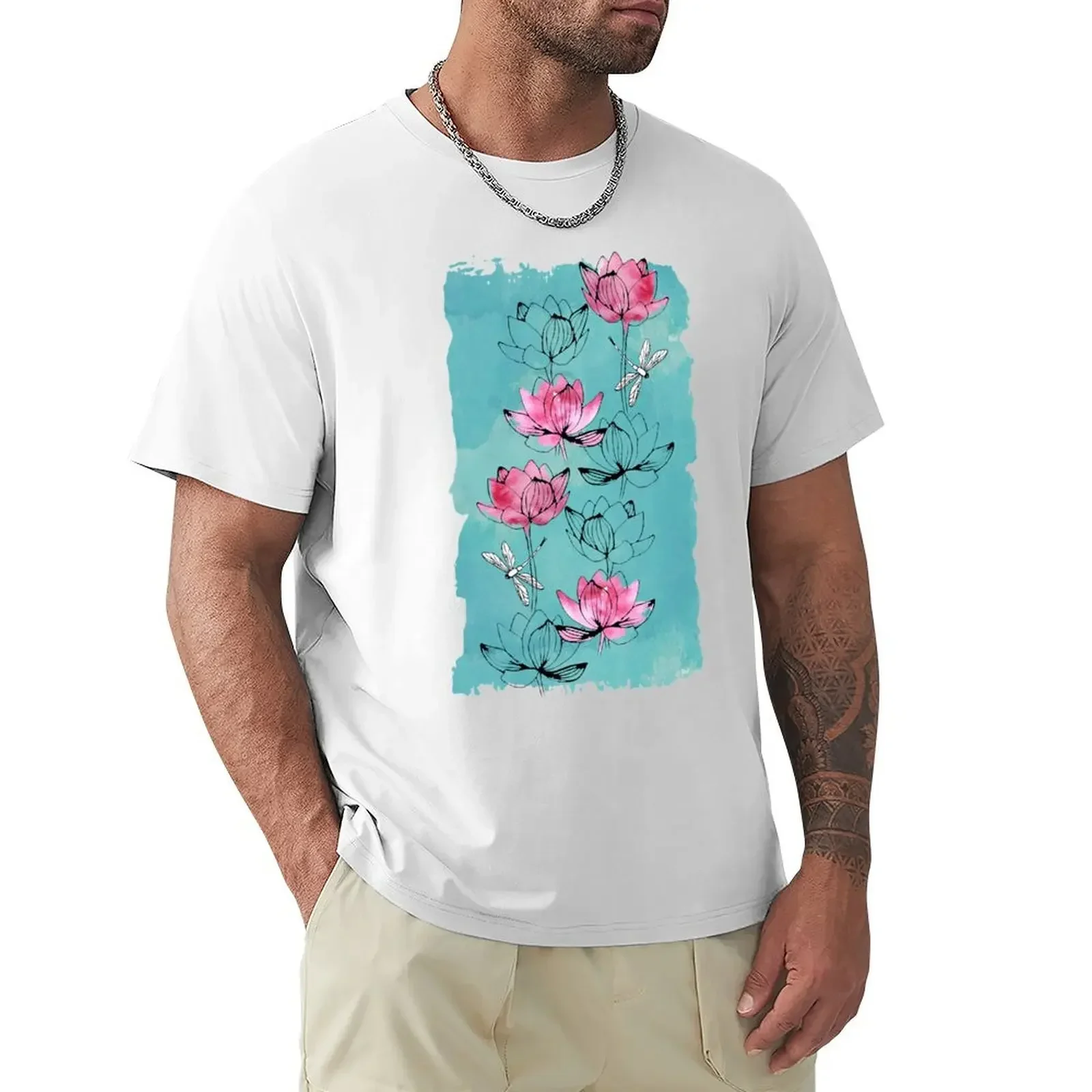 Waterlily dragonfly T-shirt sports fans graphics mens t shirts pack