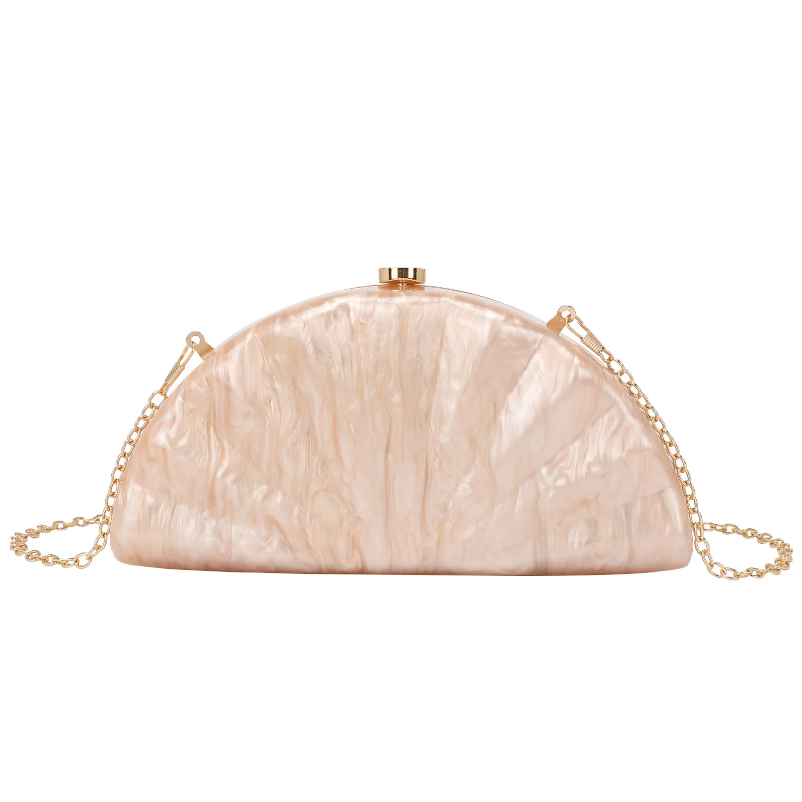 

New Fashionable Ladies Semi-circular Fan-shaped Acrylic Handheld Clutch for European and American Weddings and Dinner Parties