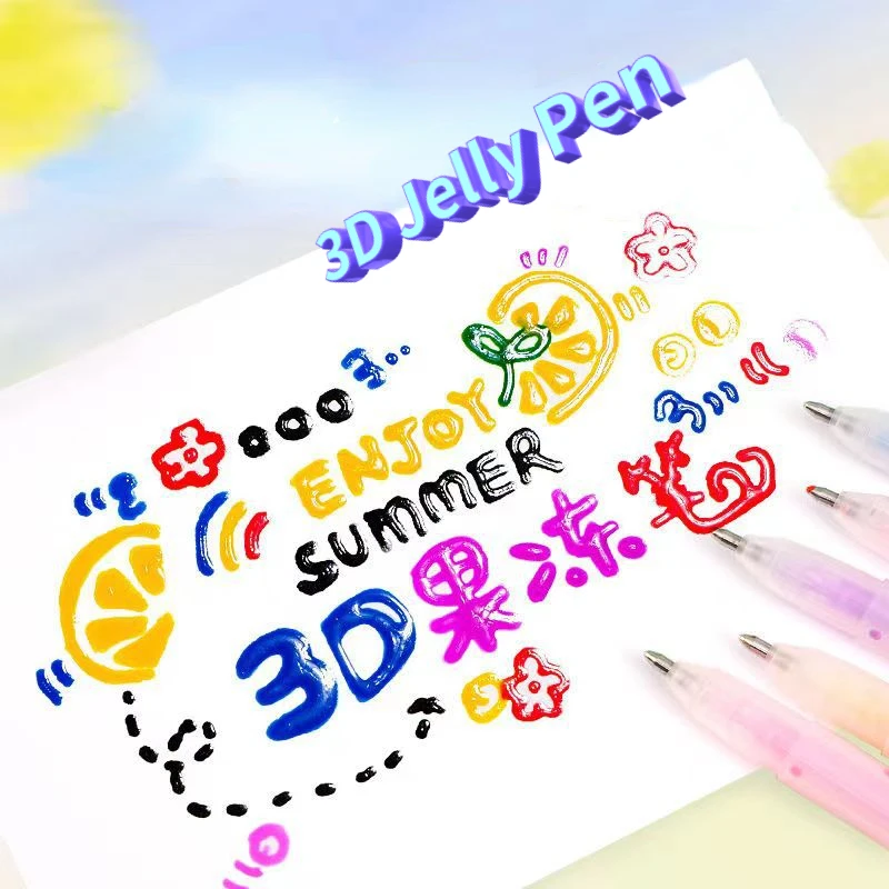 12 Colors 3d Three-dimensional Jelly Pen Phone Case  DIY Handbook Pen Color Markers Gift for Kids