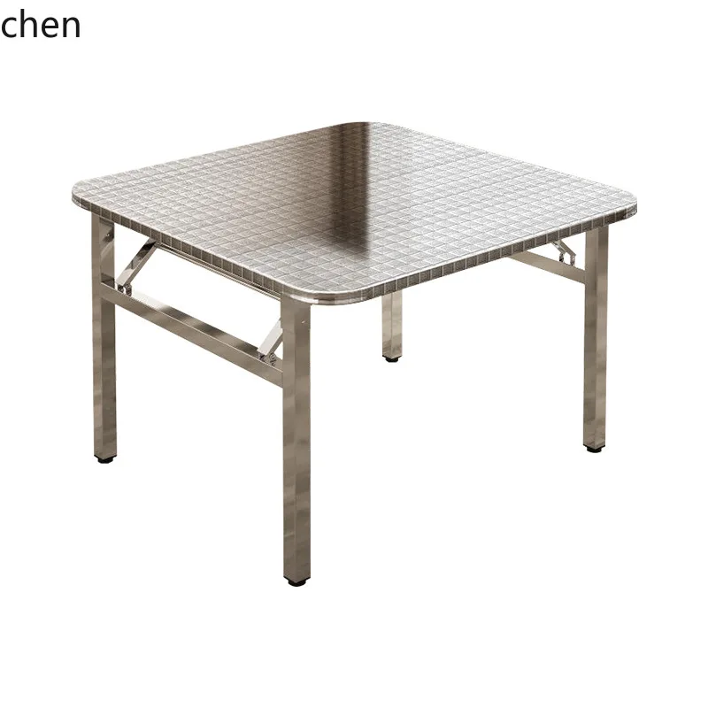 LXC Dining Table and Chairs Multifunctional Folding  for Food Stalls, Late Night Snacks, and BBQ Stalls with Round Table