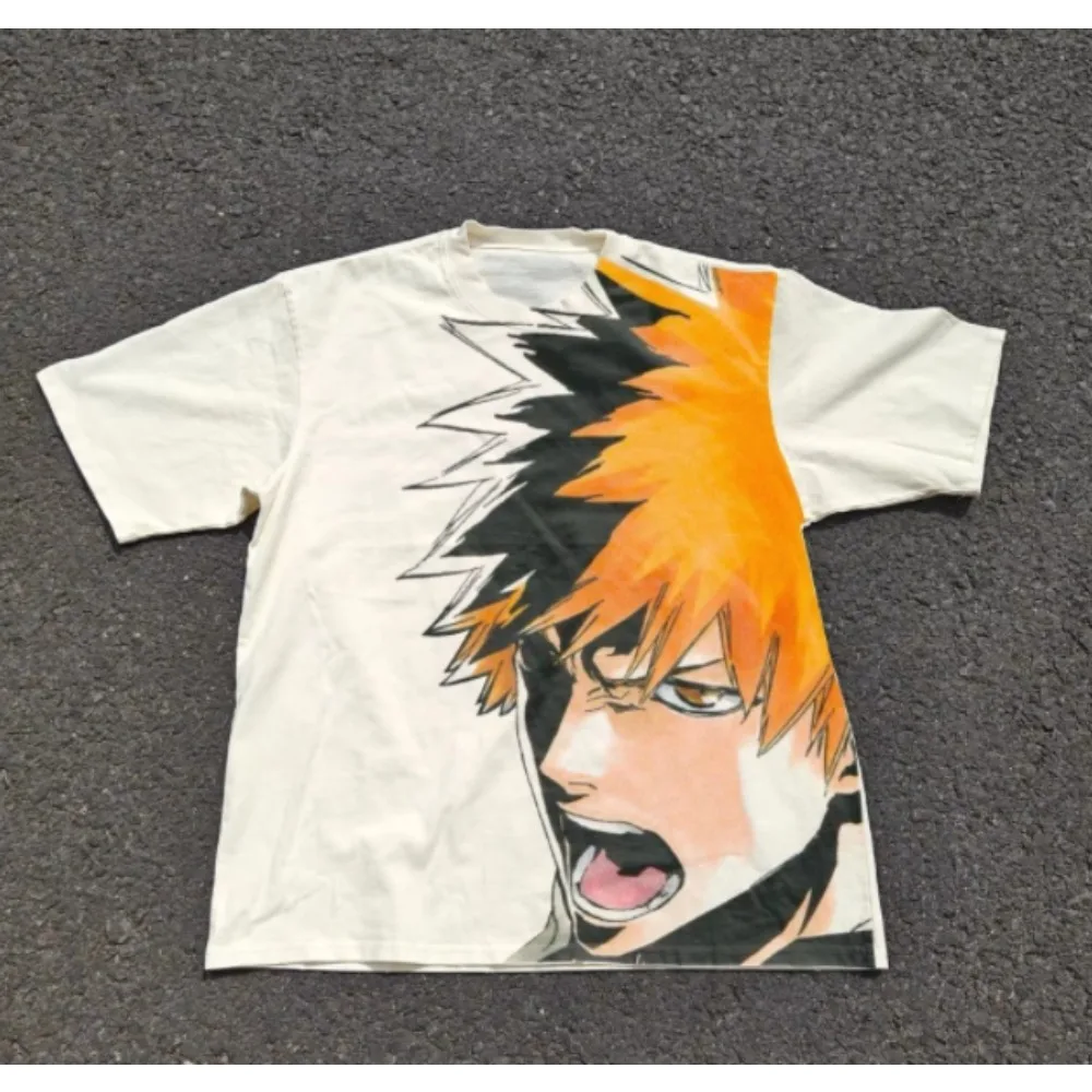 2026 New Summer Streetwear Trend Short Sleeve Tops Bleach Anime Rukia Kuchiki Vintage Graphic Men Women Casual T-shirts