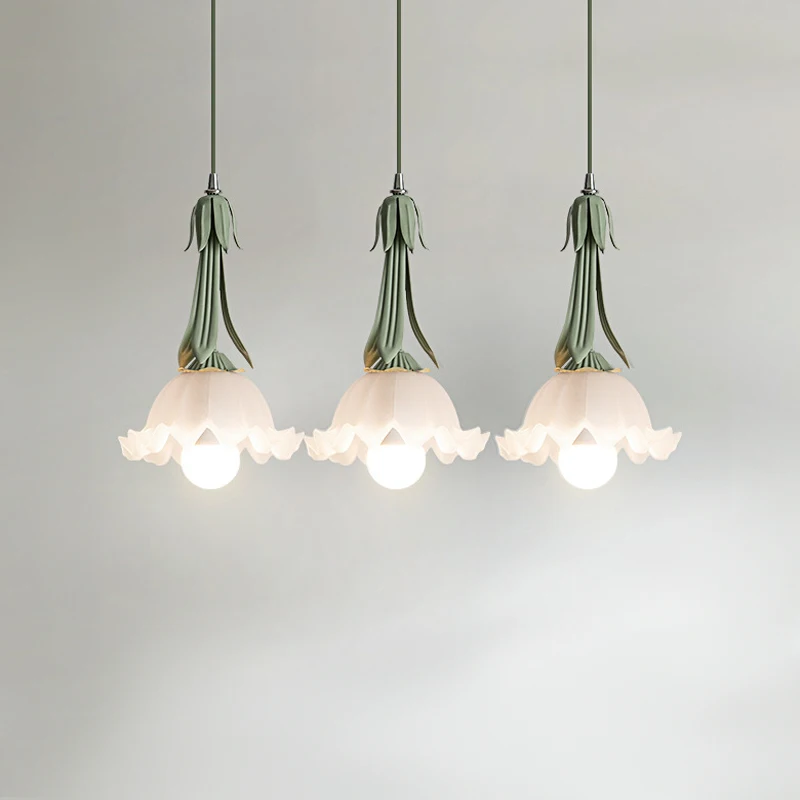 

French Garden Orchid Room Living Room Decoration Ceiling Light Scandinavian Plant Green Restaurant Corridor LED Pendant Lamps