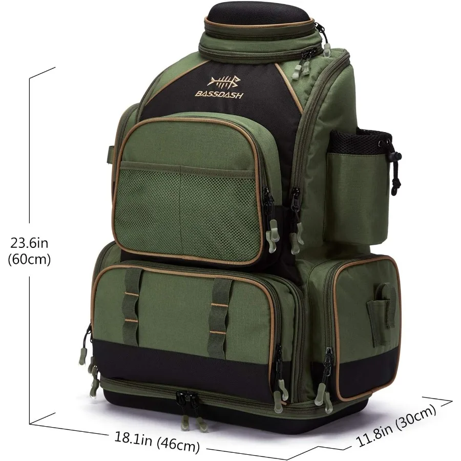حقيبة ظهر لصيد الأسماك مقاومة للماء، حقيبة تكتيكية ناعمة مع حامل قضيب وغطاء للمطر الواقي #2