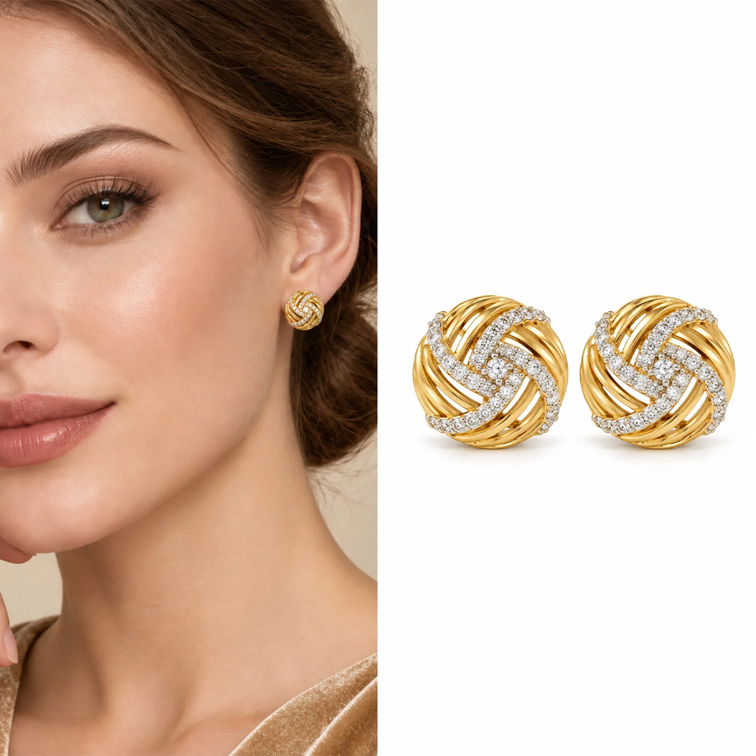 1Pcs Elegant Love Knot Stud Earrings Women Twisted Interwoven Statement Earrings Trendy Party Wedding Jewelry Gifts