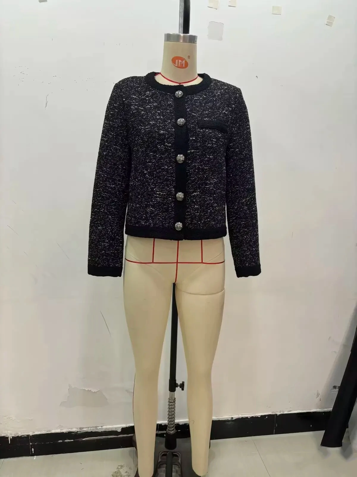 Elegancka, teksturowana kurtka płaszcz damska moda vintage casual okrągły dekolt jednorzędowa długi rękaw szykowny płaszcz biurowy nowość jesień 2025