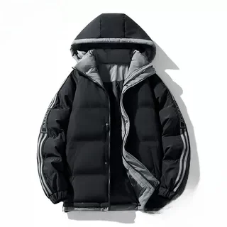 

Зимняя хлопковая куртка на пуху для мужчин, теплое молодежное пальто большого размера с капюшоном, модное дорожное пальто из полиэфирного волокна