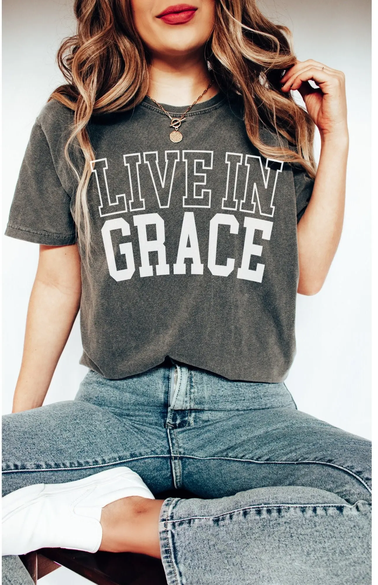 Live In Grace T Shirt Jesus is King Make Heaven Crowded Maverick Music Faith Christian Apparel Wear Clothing Love minimalist