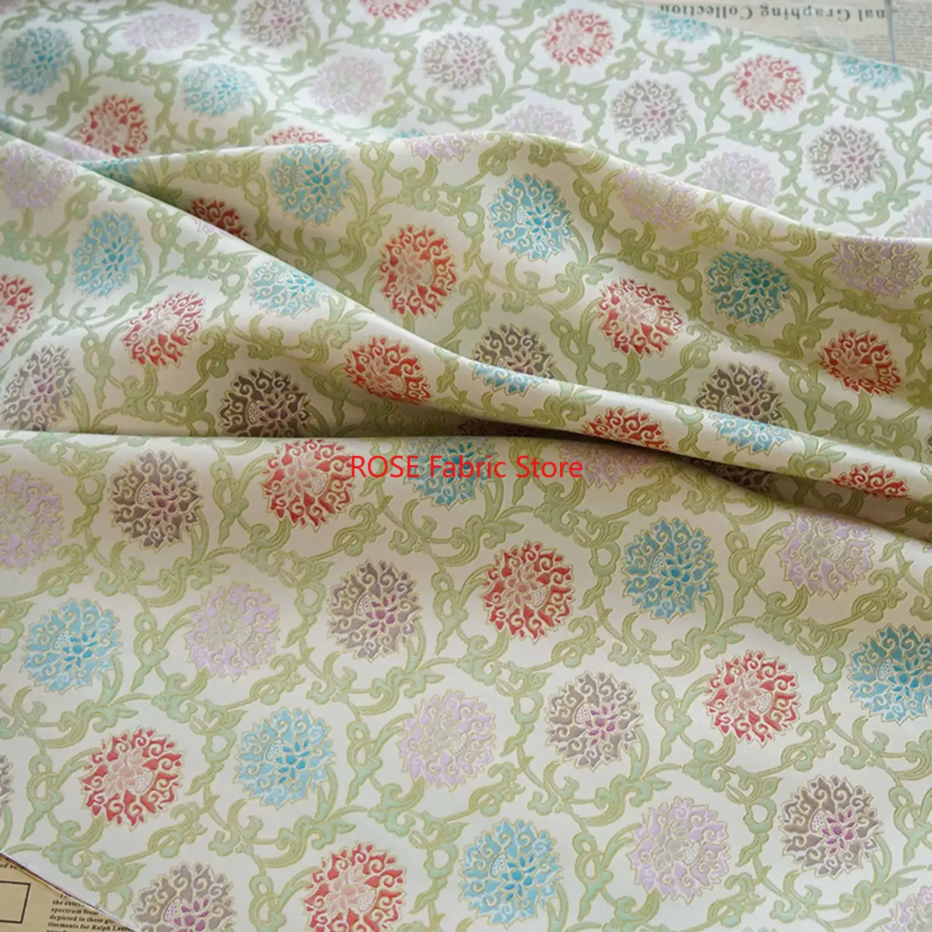 

1-метровая классическая цветочная пряжа, окрашенная жаккардовая ткань, платье в китайском стиле, жилет, сумка, декоративная швейная ткань