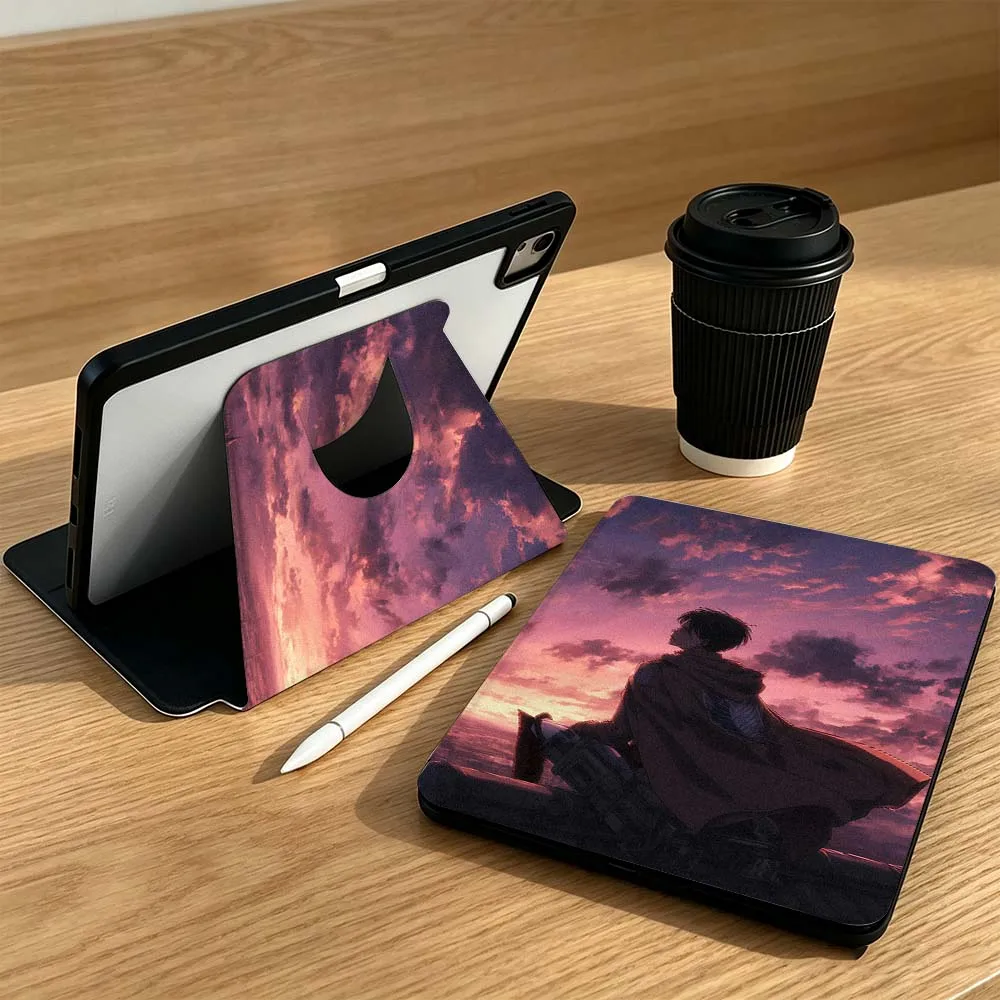 Anime A-Attack on Titan For iPad Mini Pro Air 5 6 7 8 9 gen 11 10.5 8.3 9.7 7.9 10.9 inch 360° Rotation Pen slot Tablet Case