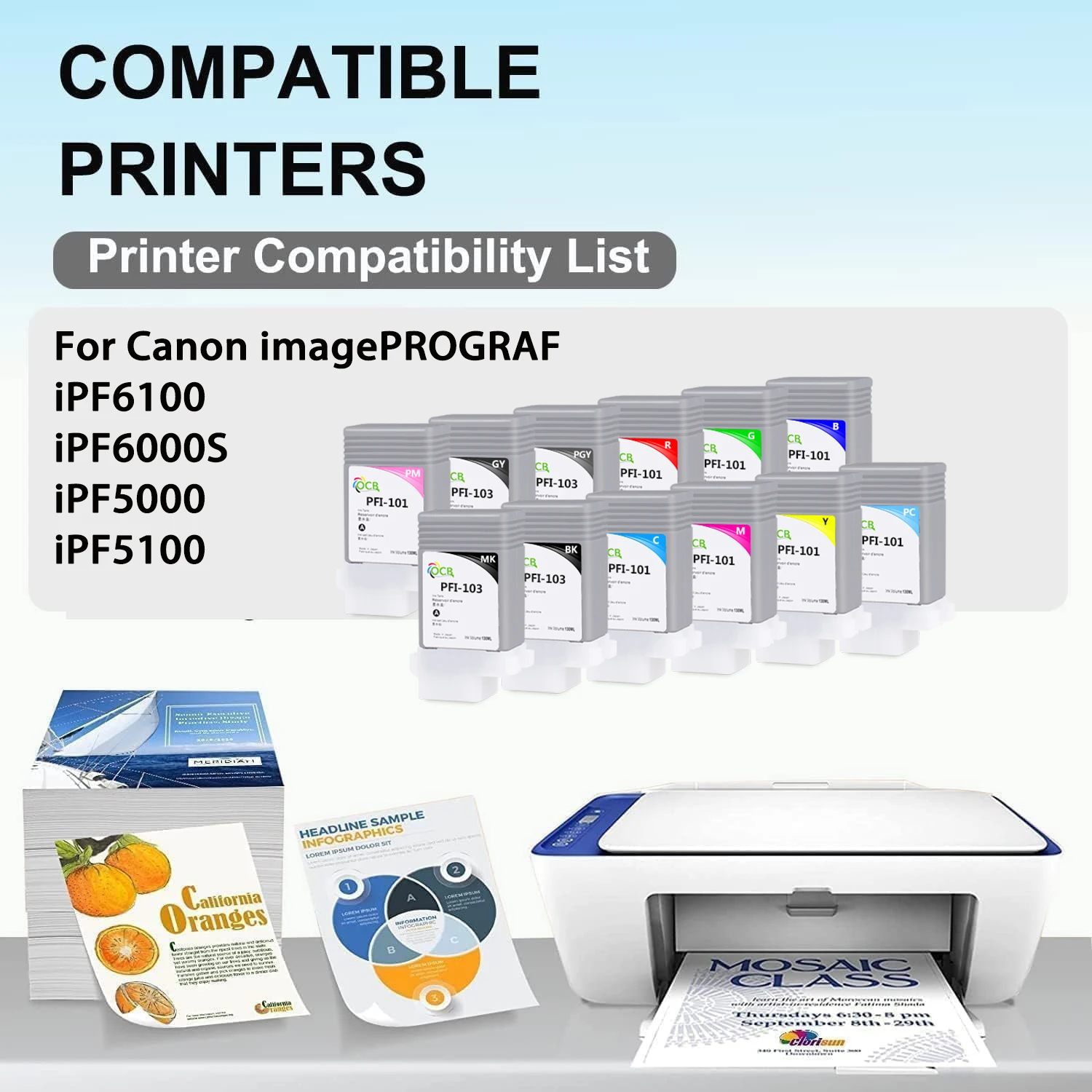 PFI-101 Ink Cartridge Replacement For Canon PFI101 Ink Cartridge For imagePROGRAF iPF6100 iPF6000S iPF5000 iPF5100 Printers