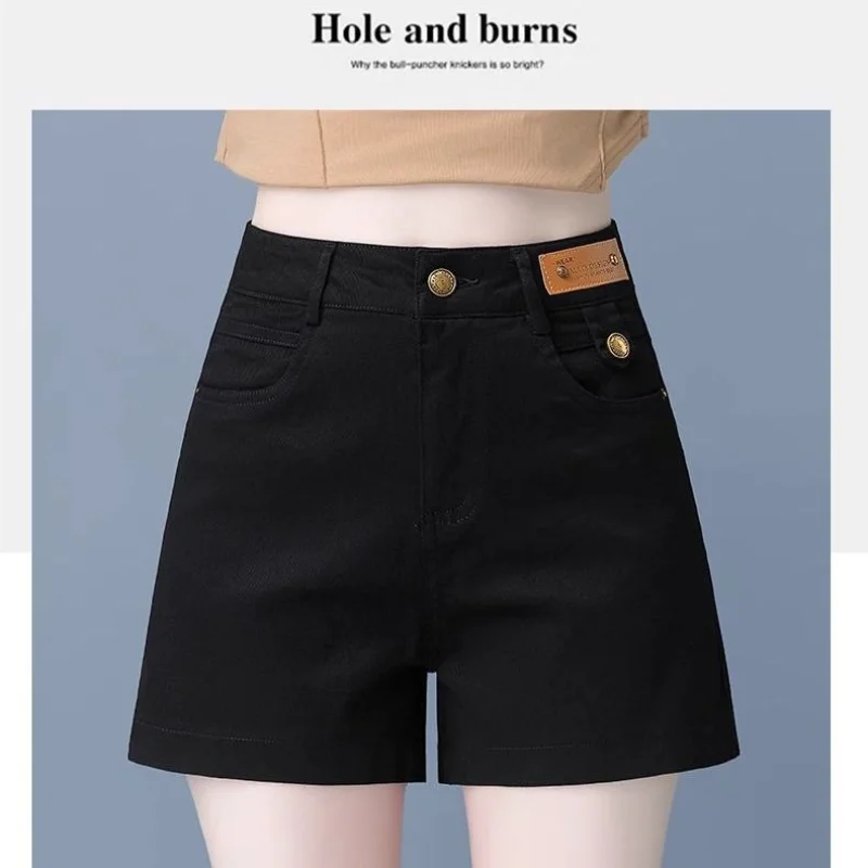 

New Autumn and Winter Denim Shorts for Women Wearing High Waisted Loose Casual Versatile Wide Leg Straight Leg Pants