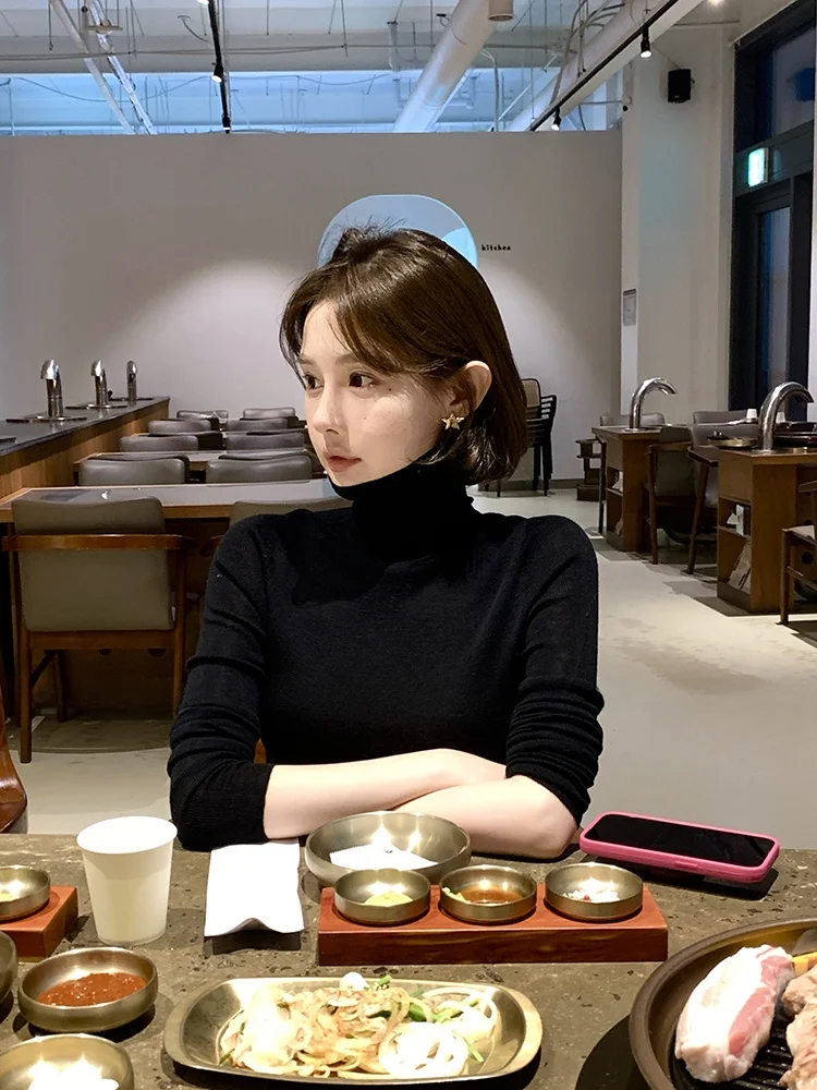 

Perfect Proportion South Wool een Label Yangzi Silk Fine Branch Base irt Casual Sle Slim Fit Wool Knitted Women's Top