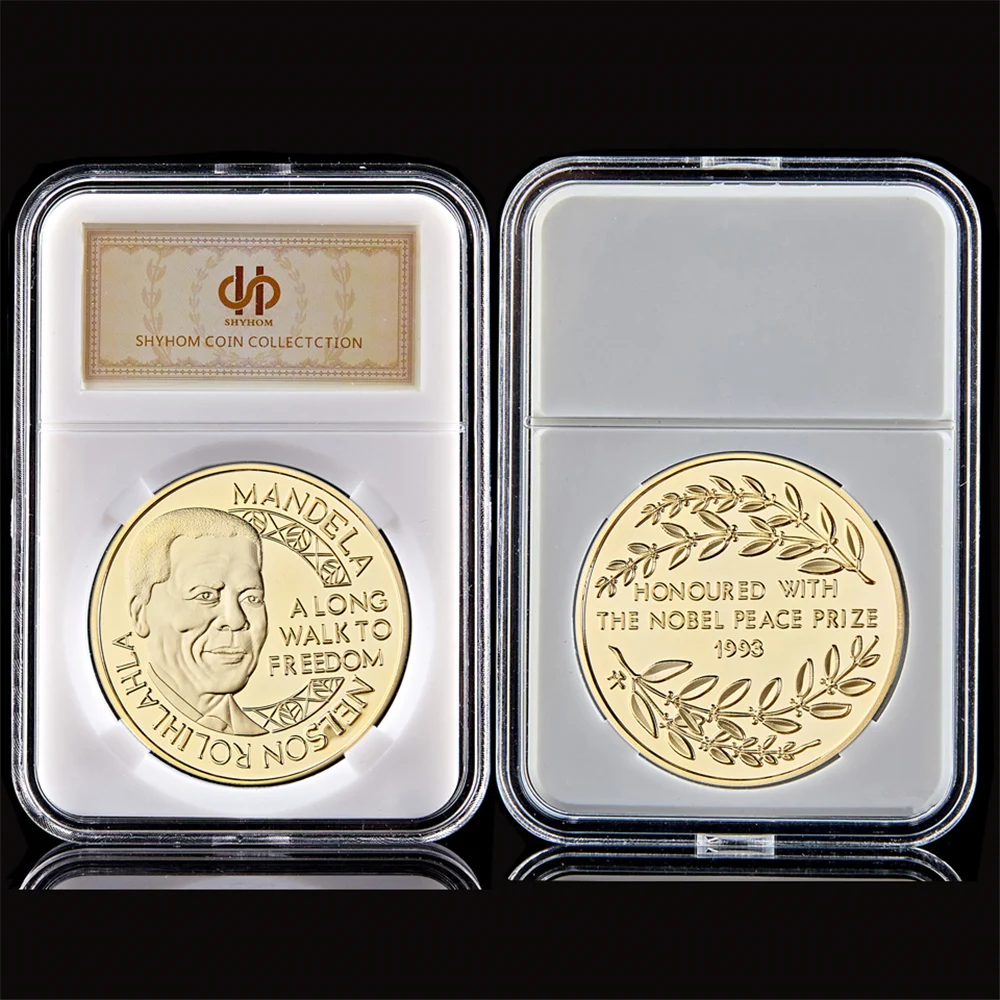 South Africa President Nelson Mandela The Nobel Peace Prize Gold/Silver Plated Coin Freedom With Capsule Display Decoration