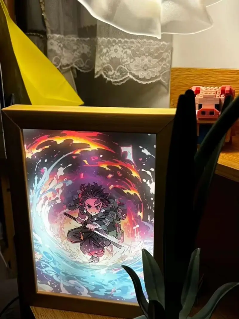 Nuovi Prodotti Caldi Demone Slayer Anime Figura Tanjiro Kamado Led Luce Notturna Pittura Decor Foto Solon Nezuko Kamado Decorazione Regali