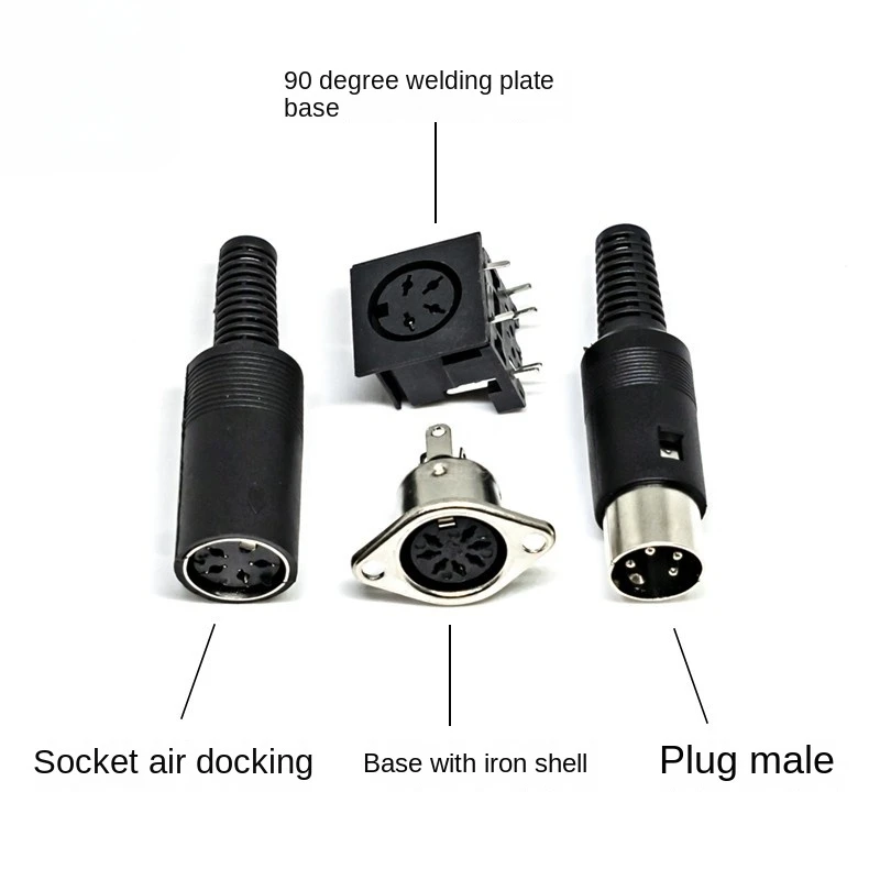 5pcs/lot 3p 4p 5p 6p 7p 8pin Din Male/female Plug Jack With Plastic Handle Keyboard Cable Connector Adapter
