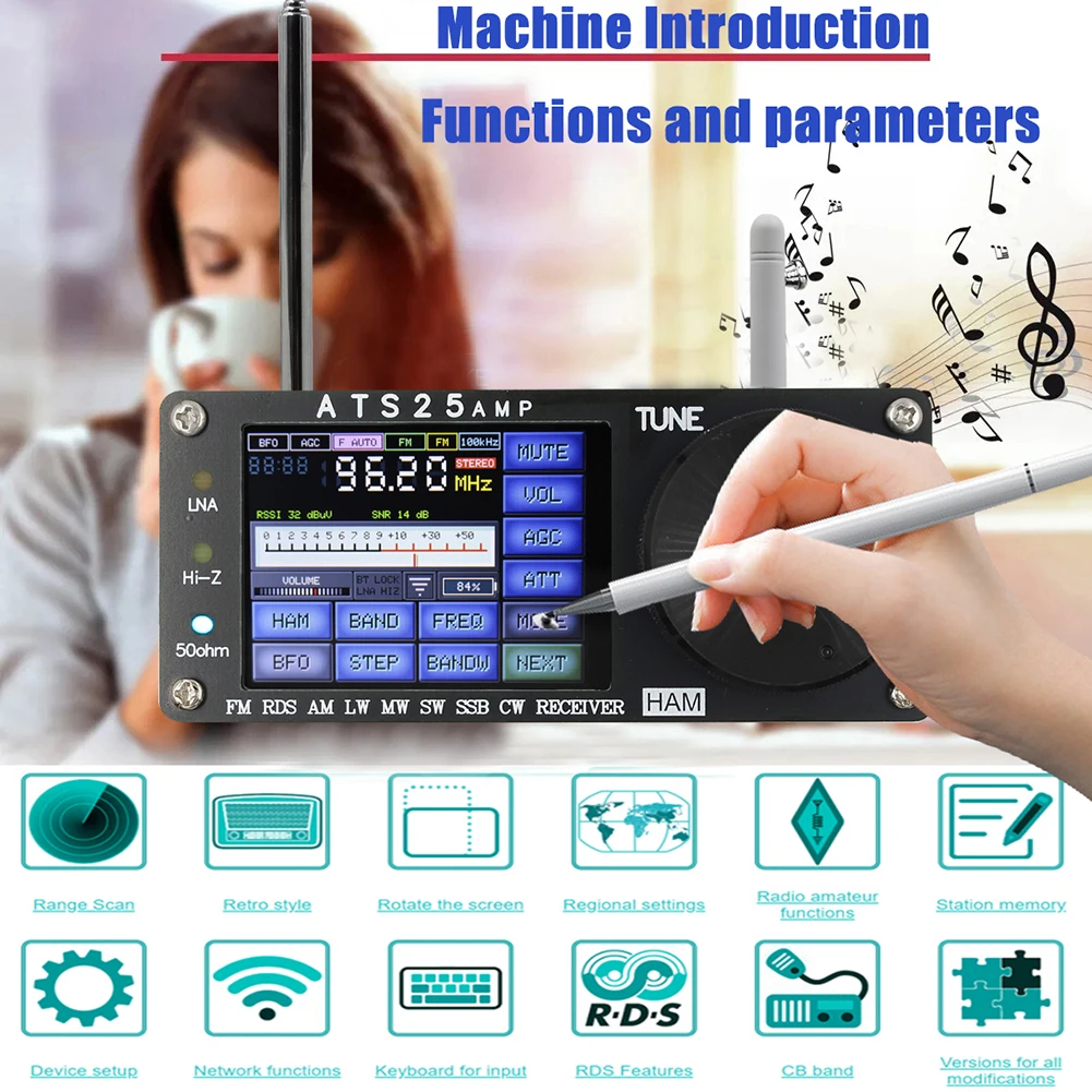 ATS25 Firmware Full-band Radio Network WIFI RDS Portable Shortwave Radio With Spectrum Scanning DSP Receiver AM/FM