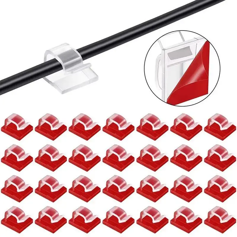 10/20/50PCS Cable Organizer Clips Wire Winder Holder Protector USB Cable Management Adhesive Hooks Desk Clamp For Home Office