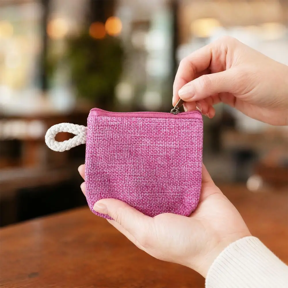 Women Coin Purse, Fabric Mini Change Key Wallet, Portable Small Zippered Pouch for Coins Cash Cards Lipstick Keys